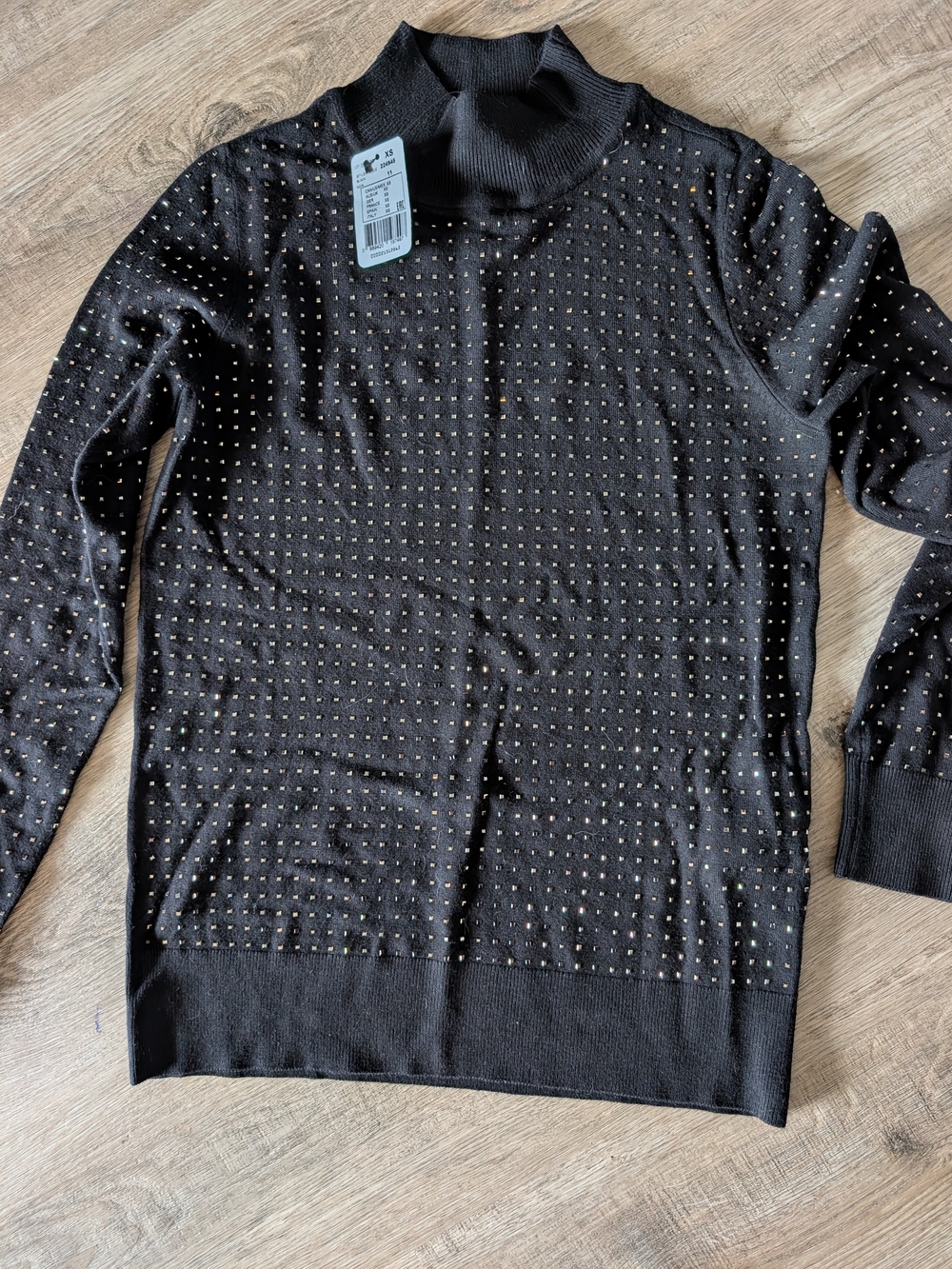 Joseph Ribkoff Black Studded Turtleneck Sweater